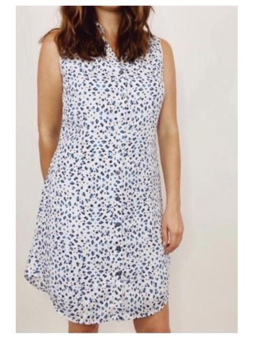 Cabi Camilla Leopard Button Up  Sleeveless Shirtdress  Size Small. Casual Work